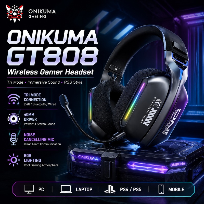 Pc Gaming Gigabyte - ONIKUMA GT808 Auriculares inalámbricos para juegos,