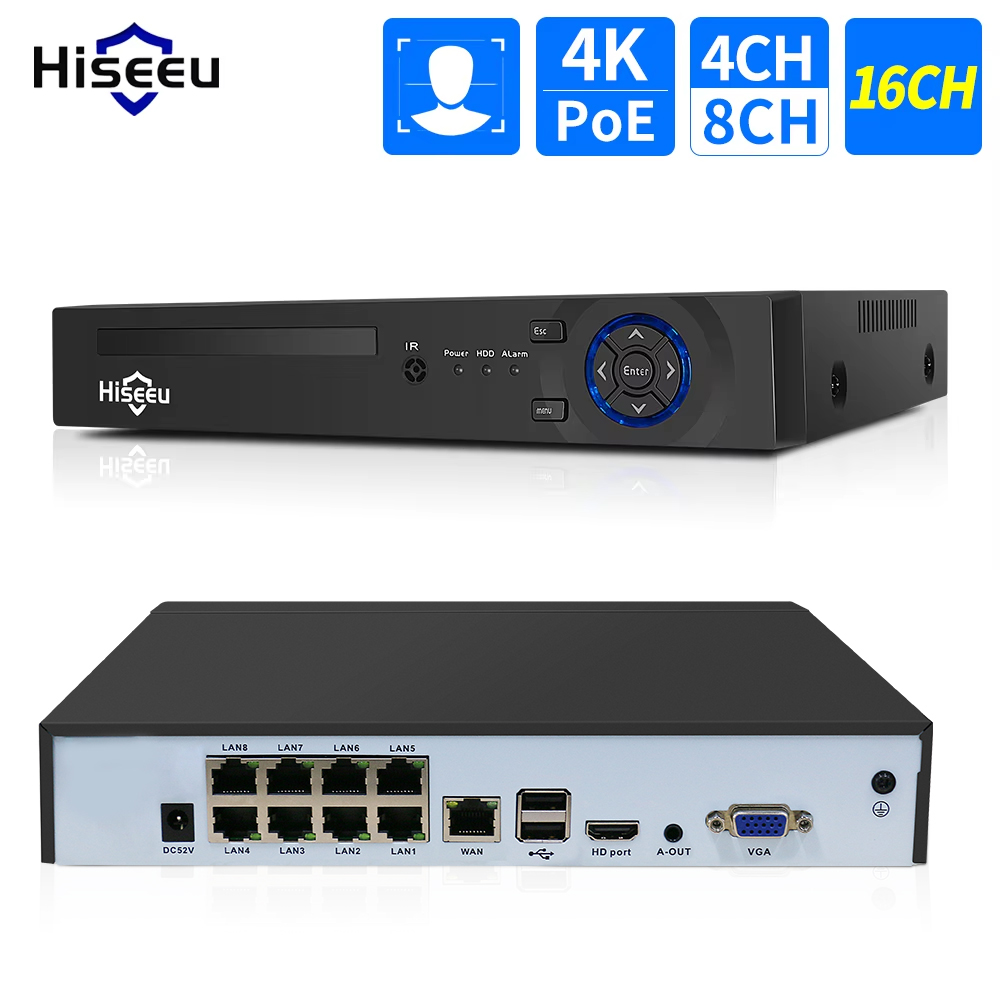Webcam 4K - Hiseeu 4CH 10CH 16CH 4K 8MP