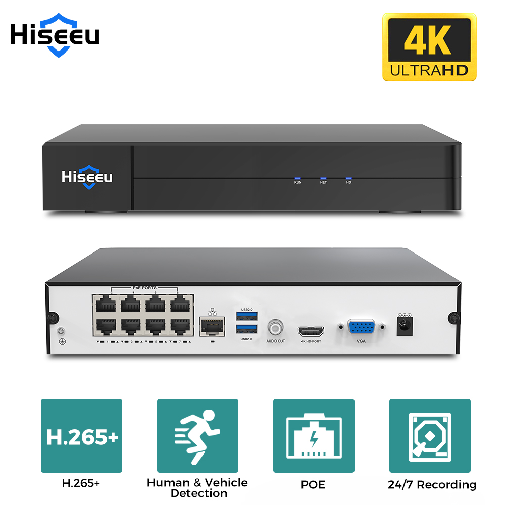 Hiseeu 8CH 4K PoE NVR grabador - Webcam 4K reseña y precio