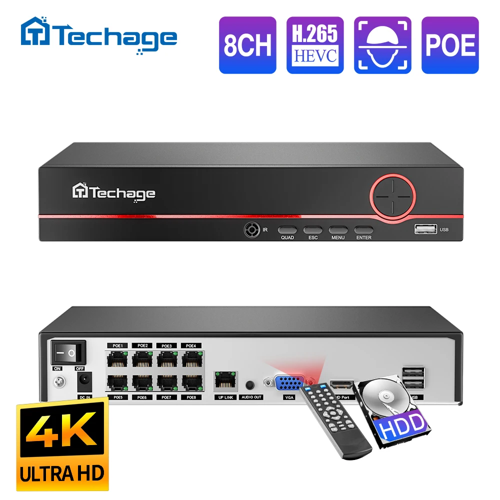 Techage H.265 8CH PoE grabador - Webcam 4K reseña y precio